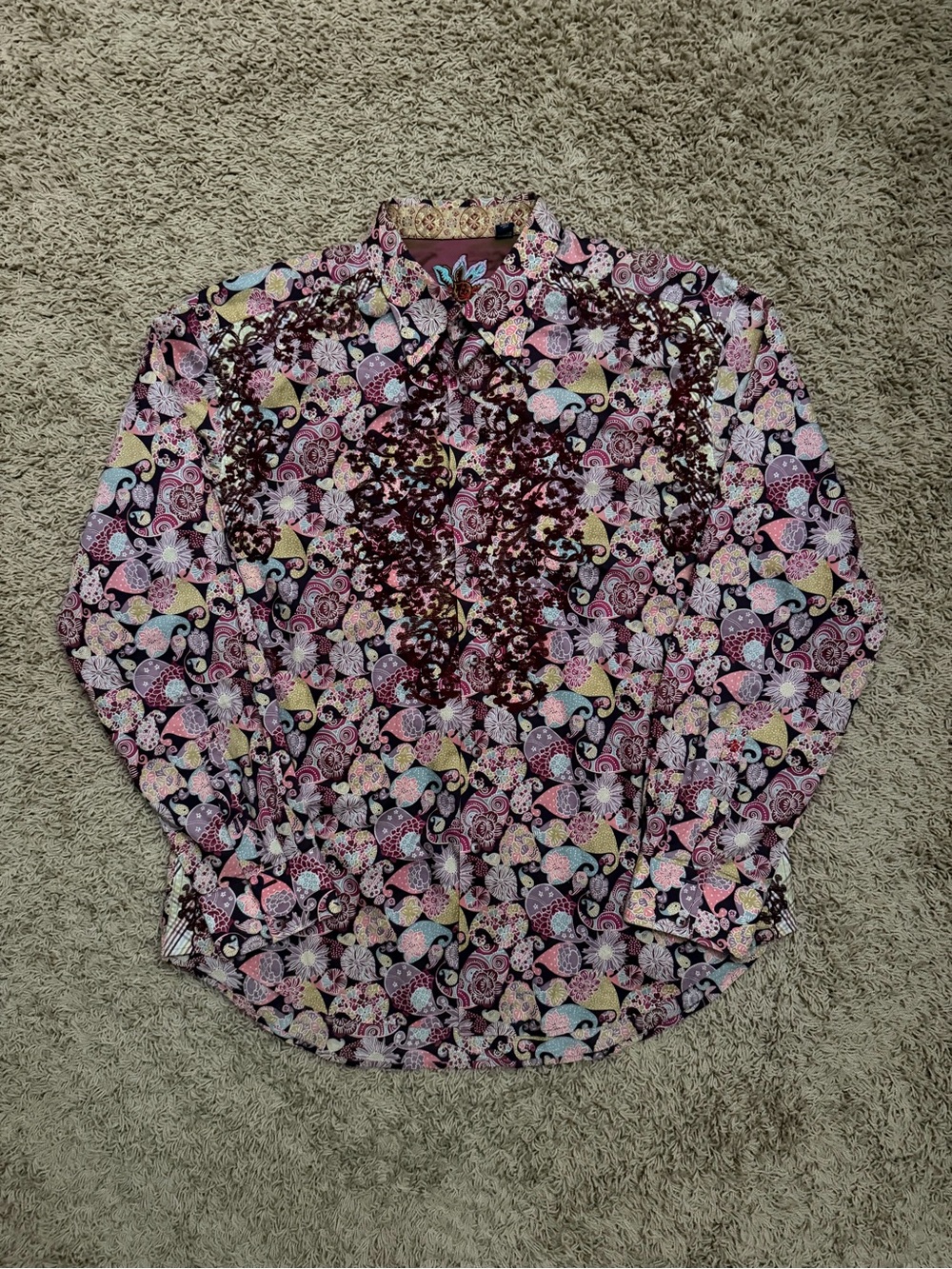 Robert Graham Men's 2XL Multicolor Floral Unique Paisley Long Sleeve Classic Fit